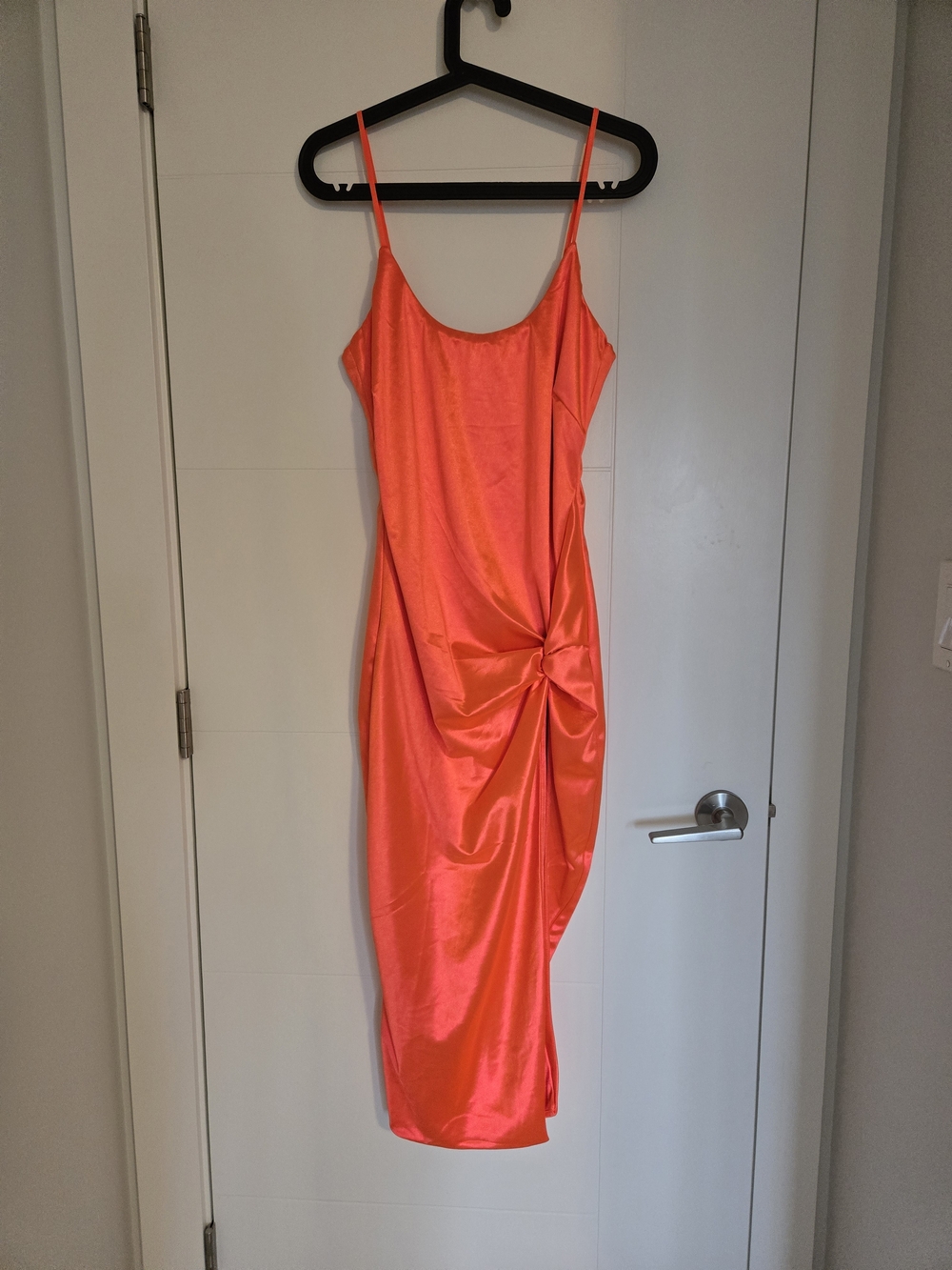 JLUXLABEL Satin Slip Dress in Vibrant -Orange